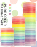 Solid Rainbow Candy Color Creative Thin Strip Washi Tape 20 Water Activated Rubber Adhesive Colors for Masking