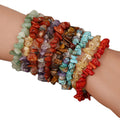 HOVANCI Gold Plated 7 Chakra Bracelets Colorful Natural Stone Beads Hot Selling Stretch Healing Chipped Gravel for Gift
