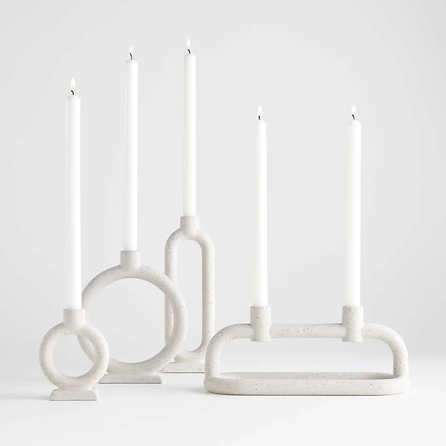 Wholesale Nordic Custom Geometric Handmade Stable Design White Ceramic Candle Holder for Home & Wedding Decorations