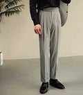 Vintage High Waist Double Pleated Worsted Fabric Garment Dyed Men's Suit Pants Large Size Custom Business Leisure Plus Size