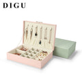 Digu Solid Single Layers Packaging Pink Large Jewelry Storage Box With Lock Pu Leather Jewelry Box for Ring/Gift Storage