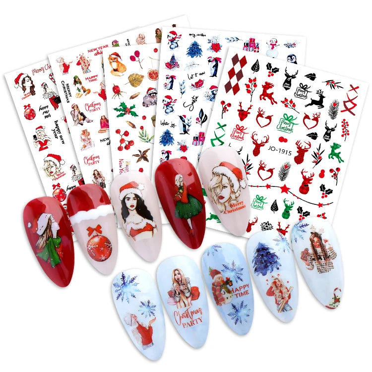 Christmas Nail Sticker Gift Box Snowflake Santa Snowman Nail Stickers Nail Art Decoration
