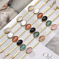 Stainless Steel Blade Chain Cat's Eye Stone Bracelet Vintage French 18K Gold-plated Bracelet Men's and Women's Couple Bracelet