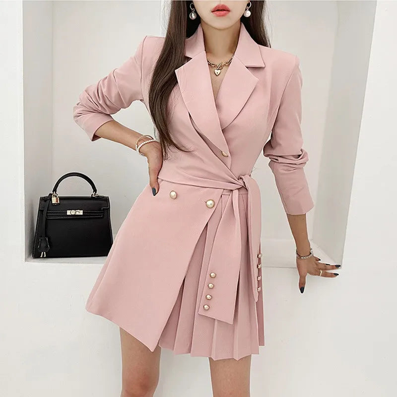 Boutique Wholesale 2026 Autumn New Fashionable Temperament Pleated Long Sleeved Elegant Women's Dress