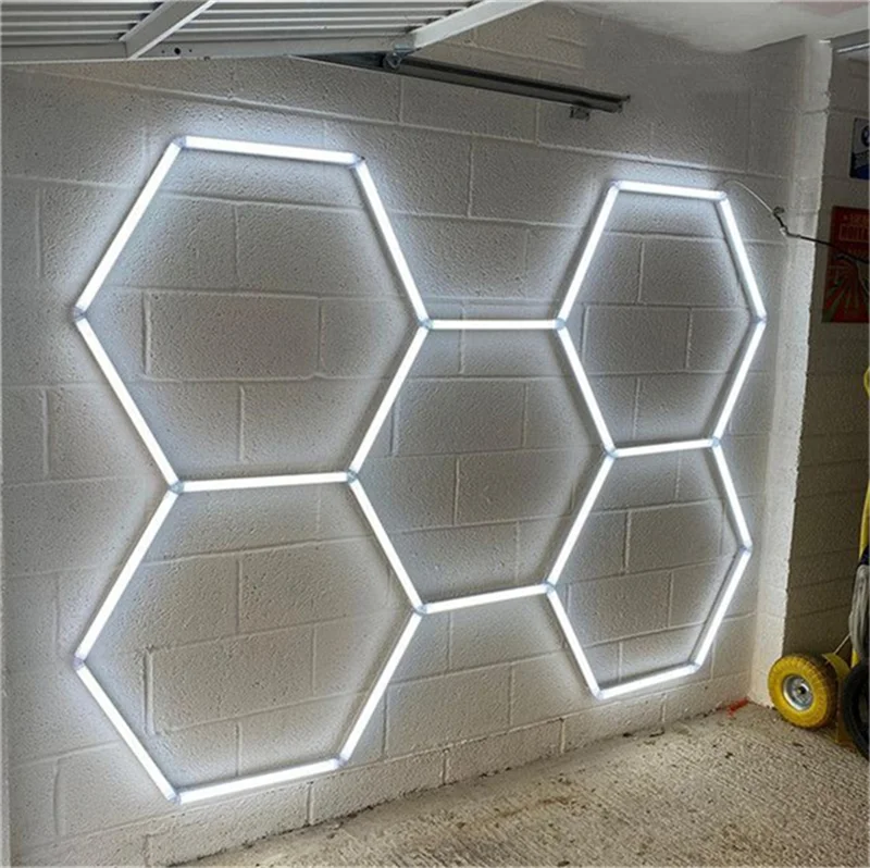 Car Detailing  Shop Light Hexagon 180W 6500K White Linkable Plug-in Ceiling Light for Garage Workshop Basement Gym Warehouse