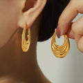 2024 New Hot Sale Croissant Twist Hoop Earrings 18K PVD Gold Plated Stainless Steel Hoop Earrings Jewelry
