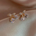 Zircon Diamond-Studded Cherry Earrings Female Fashion Trend Temperament Small Earrings New Fashion Fruit Alloy Earrings
