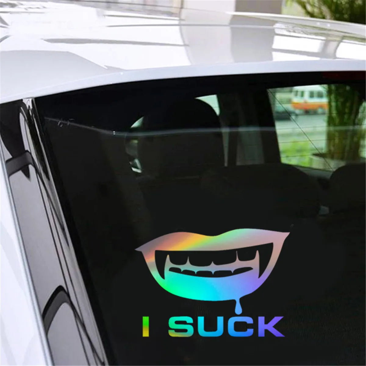 Teeth Tooth  I Suck Car Laser Sticker Vinyl Decal Car Truck Bumper Window Laptop Sticker Decor Gift Die Cut Decals Laptop Win