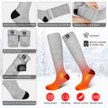7.4V Rechargeable Coolmax Material Electric Heated Ski Socks Thick Winter Outdoor Sports Knee Tube Printed for Men Women Crew