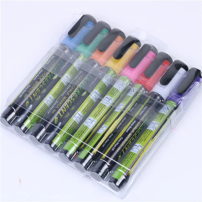 Fluorescent Pen 6mm Erasable Blackboard Electronic Highlighter Kit 8-color Customizable LOGO