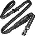 Heavy Duty 4-6FT Shock Absorbing Tactical Dog Leash with 2 Handles Iron Clip No Pull Reflective for Medium/Large Dogs