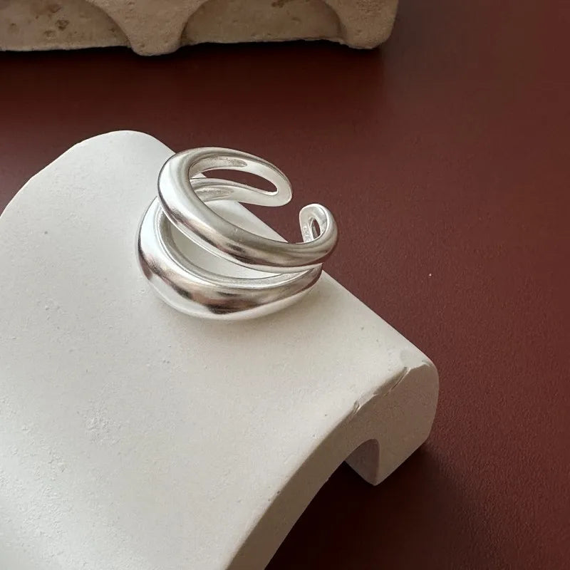 Essential Stacking Band Chunky Double Matte 925 Silver Ring Unisex Comfort Fit Jewelry for Retail & Wholesale