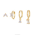 Fashion French Asymmetrical Stud Earrings Micro-Inset Zircon  Earrings Set  18K Gold Plated Jewelry for Women Bulk Wholesale