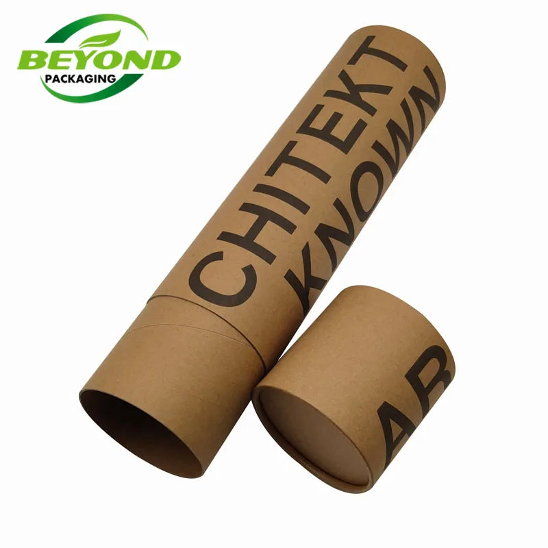 Degradable Eco-friendly Color Pencil with Brown Paper Containers Kraft Cardboard Tube Round Cylinder  for Mailing