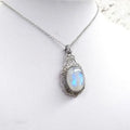 Vintage Rainbow Gemstone Necklace Personality Hollow Base Retro Moonstone Faux Crystal Charm Necklace for Women