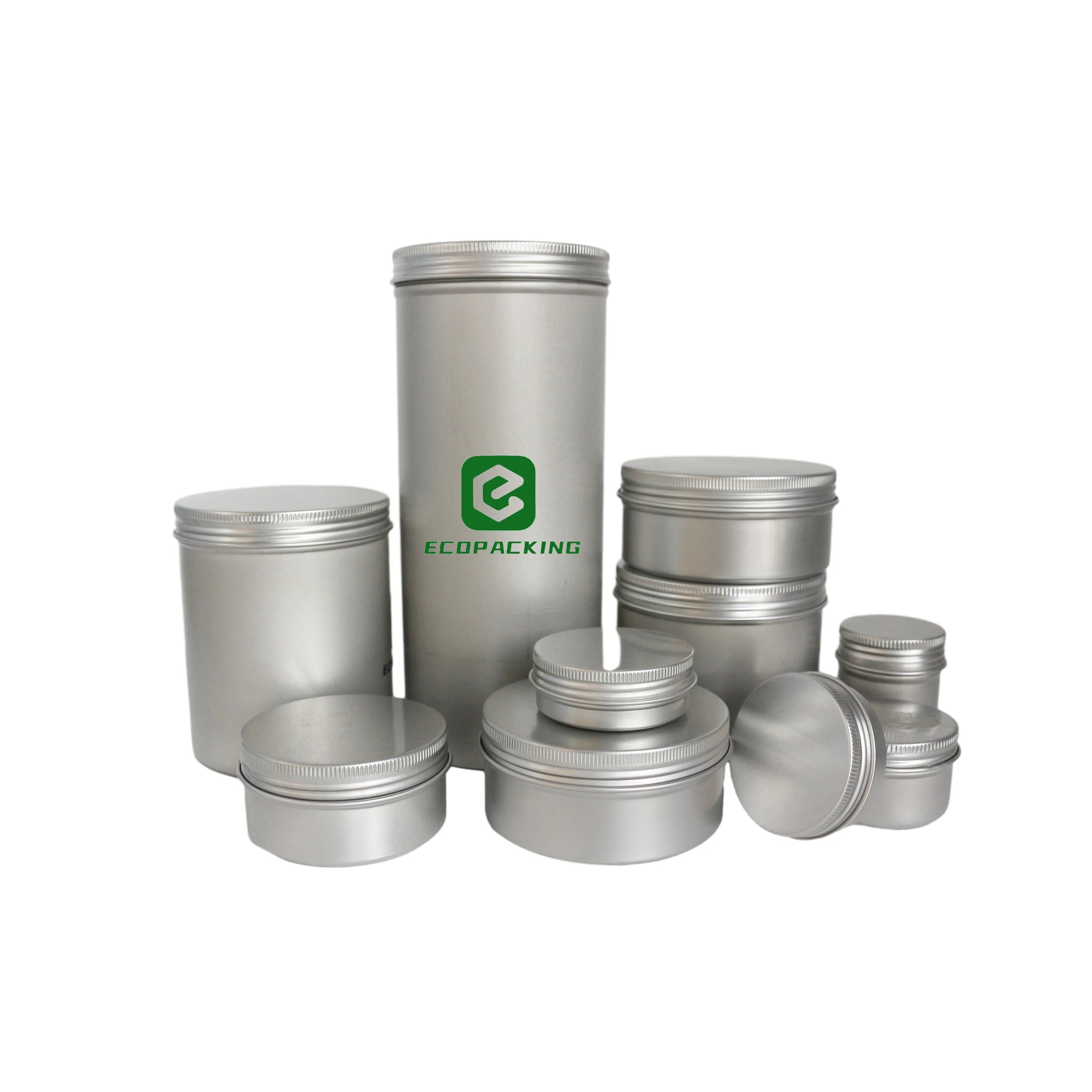 10ml 15ml 30ml 50ml 100ml 150ml 200ml 250ml Wholesale Aluminum Jar With Screw  Lid Round Silver Cosmetic Tin Container Can D888