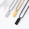 Fashion Stainless Steel Blank Bar Necklace for Men Waterproof Silver Gold Black Custom Laser Engraving Blanks Pendant Necklace