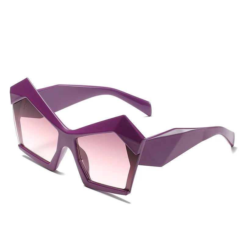 Fashion Irregular Glasses Frame Personalized Polygon Vintage UV400 Shades Gradient Sunglasses PC Lens Sunglasses for Girls