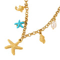 New18K Gold Plated Stainless Steel Link Chain Ocean Necklace Starfish Dolphin Dainty Charm Trendy Women's Summer Party Gift