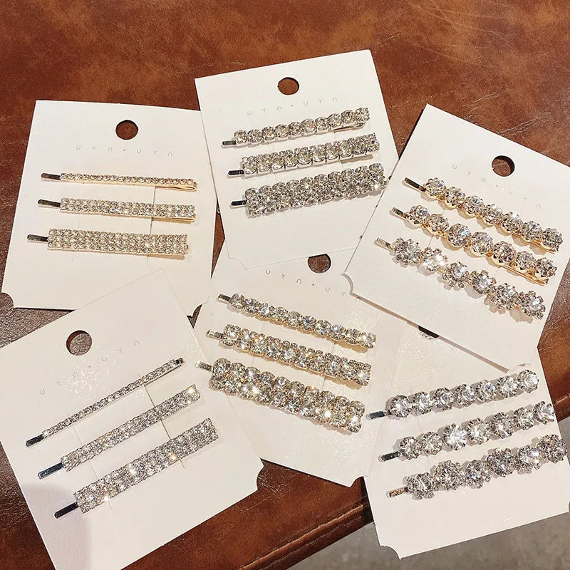 3pcs/set Crystal Hair Pins With Diamond Glinting Bobby Pin Made Of Alloy For Women For Girls New Stylish Unique Bling Bobby Pins