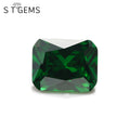 Wholesales Price Rectangle Chamfer Cut Fashion Cubic Zirconia Gemtones Green Color Synthetic CZ Stone
