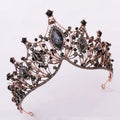 Shining Crystal Gold Alloy Wedding Tiara Beauty Queen Crown with Rhinestone Black Pageant Bridal Accessory MegaBDM