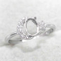 Sterling Silver 5*7mm Semi Mount Ring Frame Empty Blank Support Claw Setting S925 Base Holder Without Center Stone for DIY Inlay