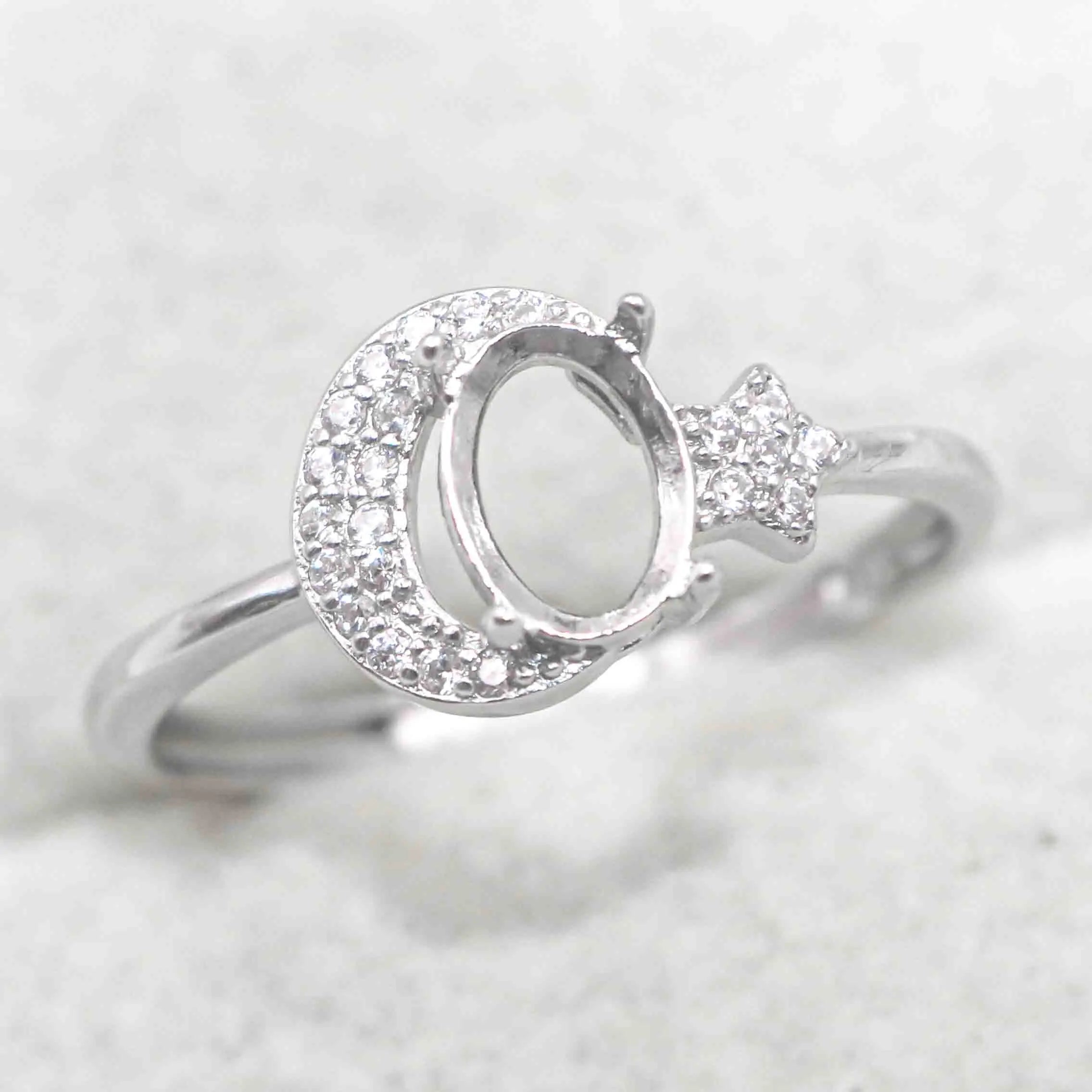 Sterling Silver 5*7mm Semi Mount Ring Frame Empty Blank Support Claw Setting S925 Base Holder Without Center Stone for DIY Inlay