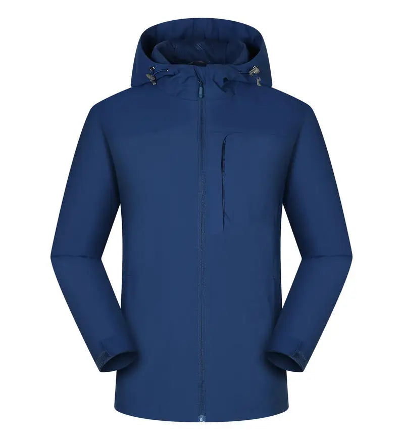 Hooded Rain Jacket Outdoor Raincoat Windbreaker Hiking Jacket Men's Lightweight Waterproof Stand Woven Outdoor Sportswear
