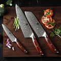 3PCS Professional Damascus Steel Kitchen Chef Knives Set Sharp Edge