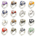Wholesale New Design Fine Jewelry Women Fashion Natural Colorful Heart Shaped Gemstone Rings