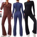 Hot Selling Women's Sports Bodysuit & Jumpsuit Solid Pattern One Piece Workout Gear With Zipper Active Wear