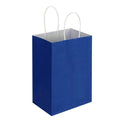 KM 26*12*33cm Wholesale Flat Bottom 120gsm Navy Blue Kraft Tote Paper Gift Bags for Coffee Shop