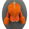 Winter Thick Warm Custom Plus Size Sheepskin Leather Coat Women Leather Jackets With Fox Fur Collar