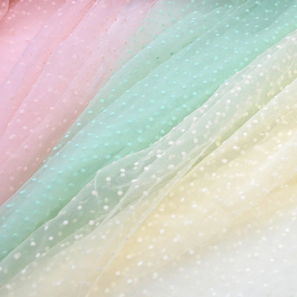 Wholesale Flocked 100% Nylon Net Soft Polyester Soft Tulle Mesh Velvet Fuchsia Lace Fabric for Girl Dresses