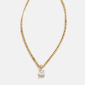 Classic Fashion New Stainless Steel Curb Chain Cubic Zirconia Stone 18K Gold Necklace for Women Jewelry
