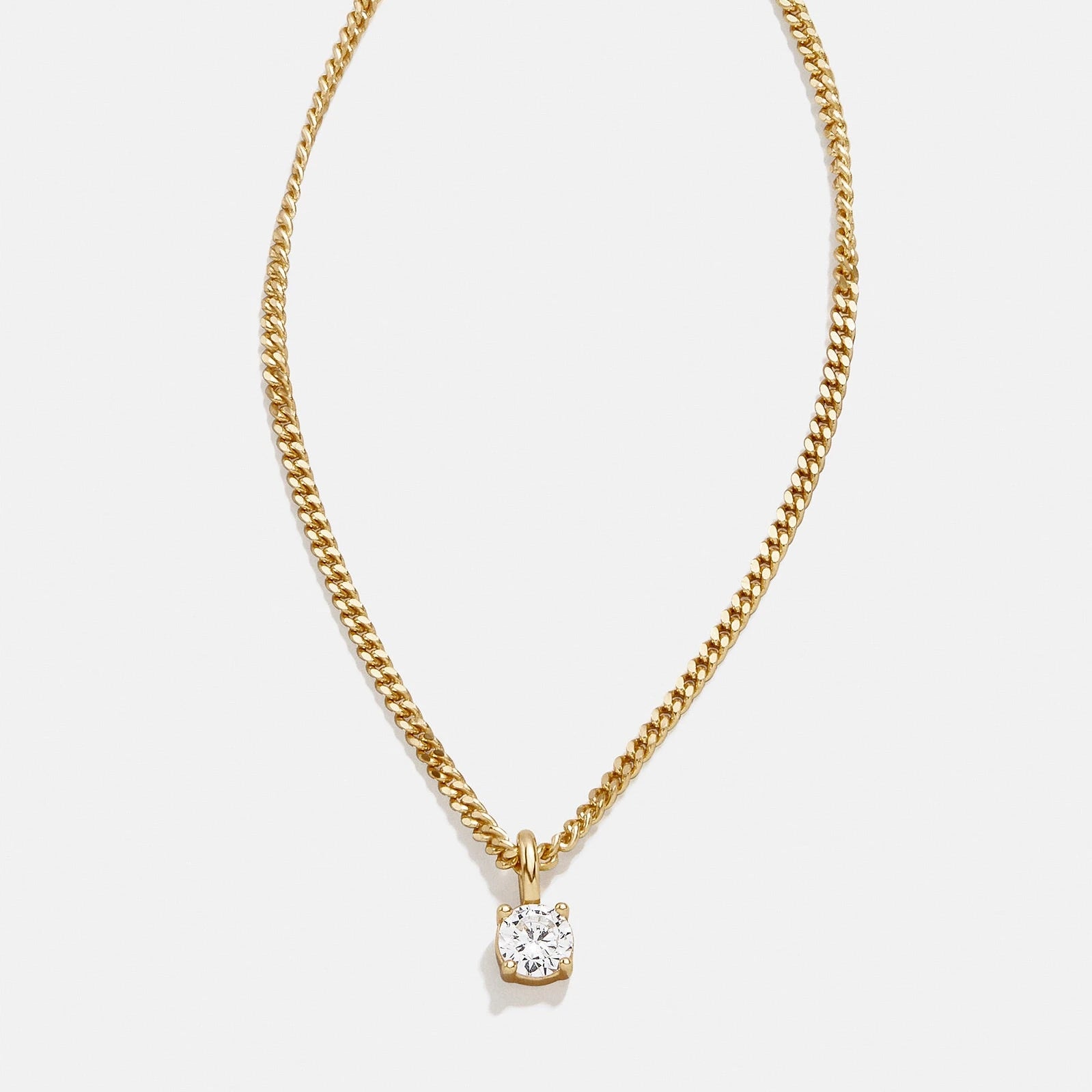 Classic Fashion New Stainless Steel Curb Chain Cubic Zirconia Stone 18K Gold Necklace for Women Jewelry