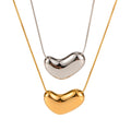 New Arrival 18K Gold Plated Stainless Steel Herringbone Snake Chain Smooth Heart Shape Pendant Necklace