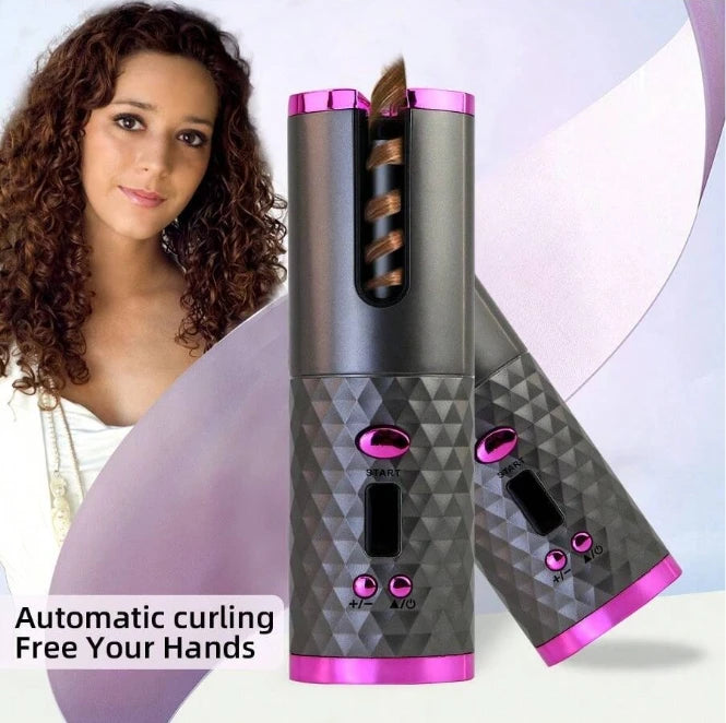 Portable Wireless Rechargeable Hair Curler LCD Temperature Display Ceramic Iron Wand for Home or Travel Great Gift for Women