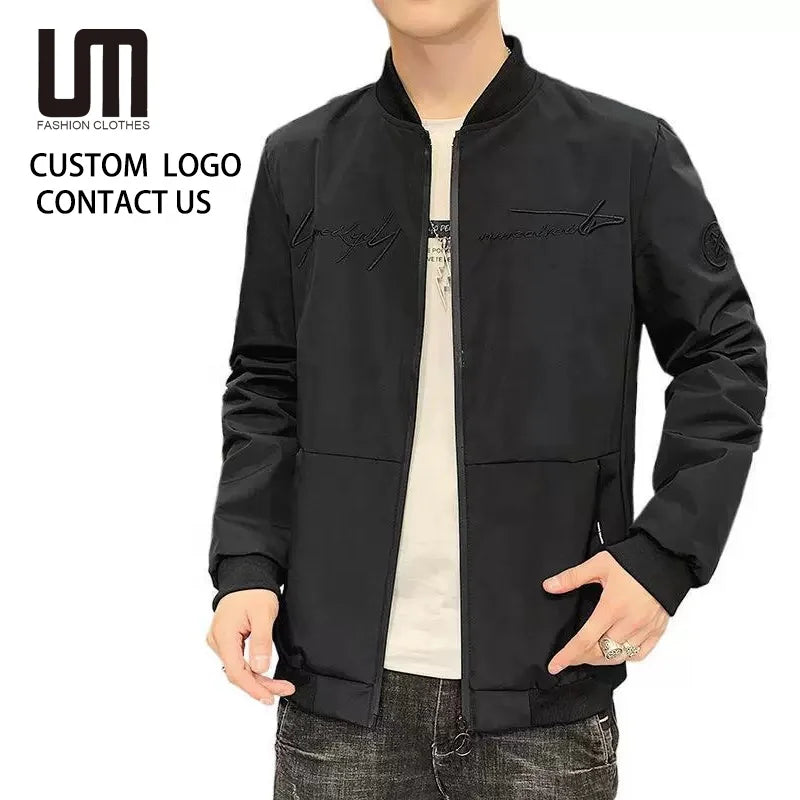 Liu Ming Autumn Winter Hot Selling Trending Men Casual Outdoor Letter Embroidery Plus Size Bomber Jacket