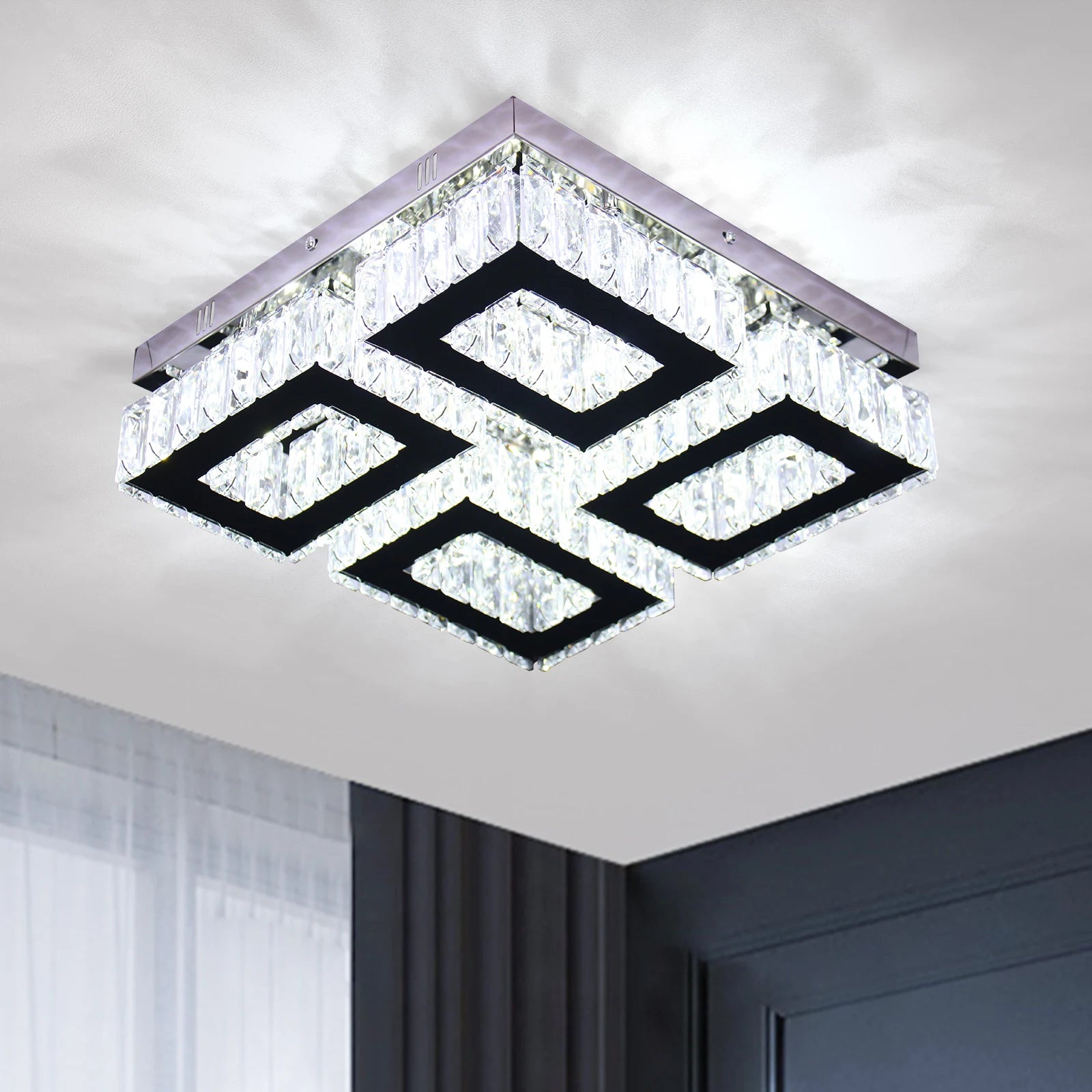 Modern Creative LED Ceiling Light for Living Room Simple Square Design with 3000K-6000K CCT AC Power Source for Room Decorating