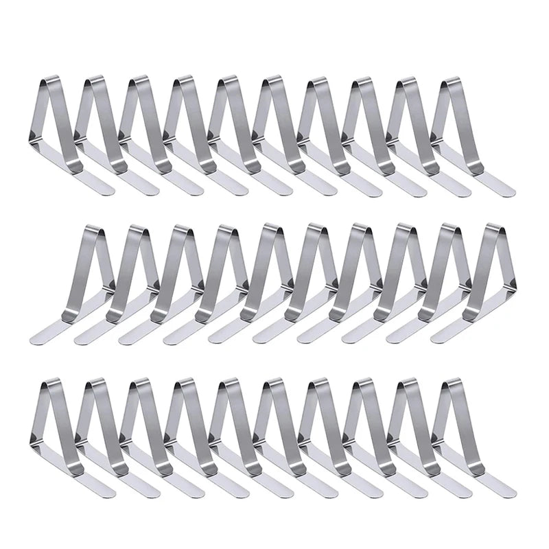 Stainless Steel Rectangle Tablecloth Table Cover Clips Clamps Holder 30 Packs
