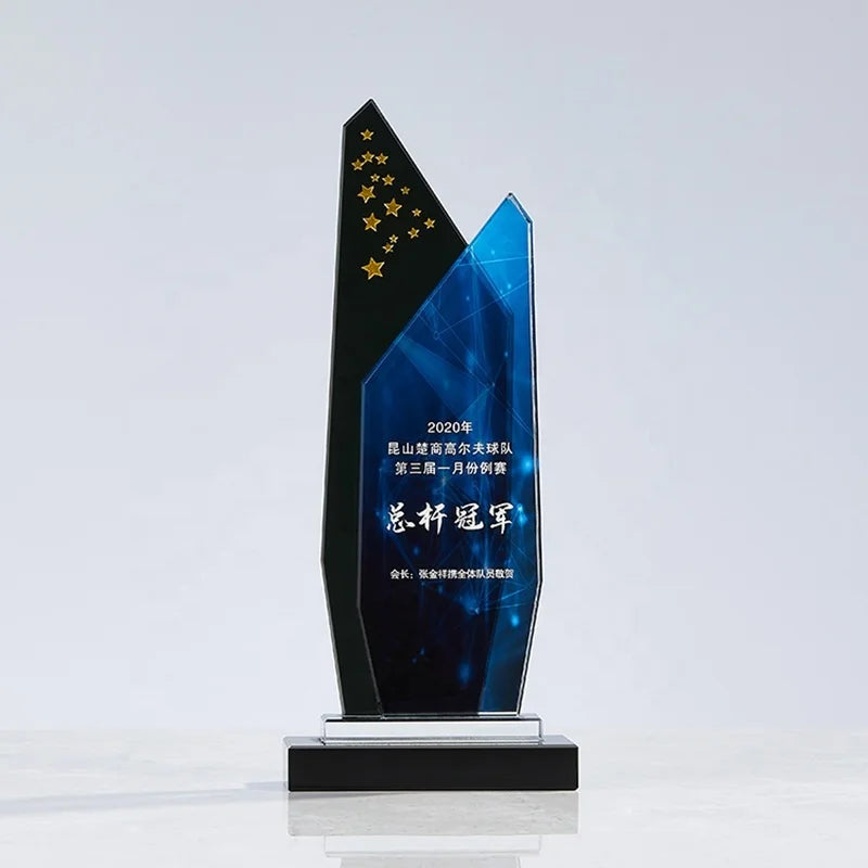 New Design Customization Crystal Trophies Crafts Trophy 1st 2nd 3rd Prizes Awards with Aureate Resin