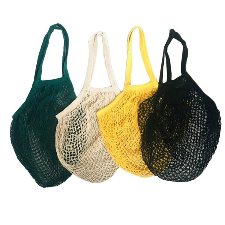 Reusable Natural Mesh Net Bags for Fruit Vegetable Potato Packing Large Capacity Cotton Pouch Net Tote Bag for Shopping Bag