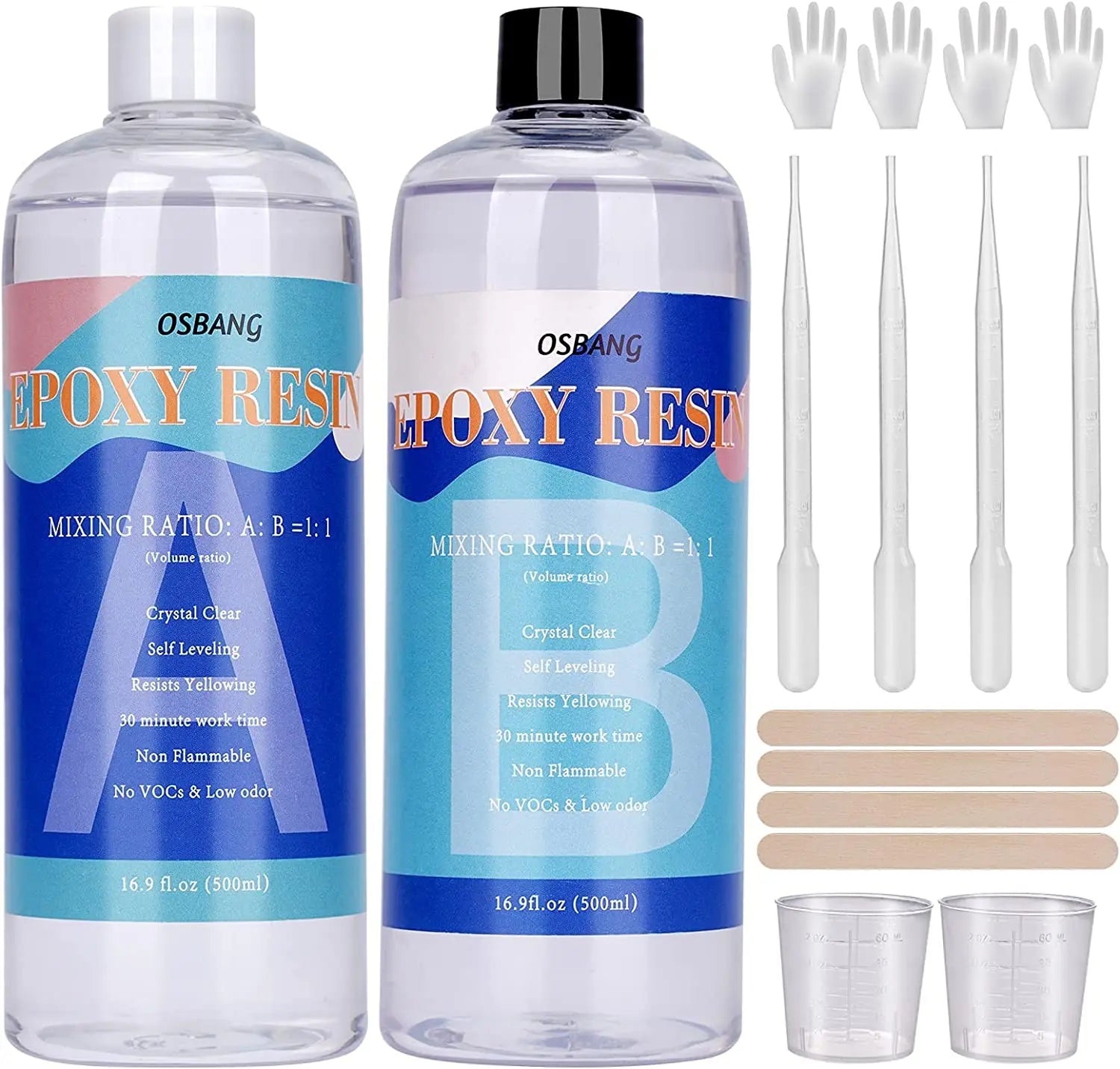 Epoxy Resin Kits Suitable for DIY Crafts Include AB Glue Eyedroppers  Measuring Cups and Sticks