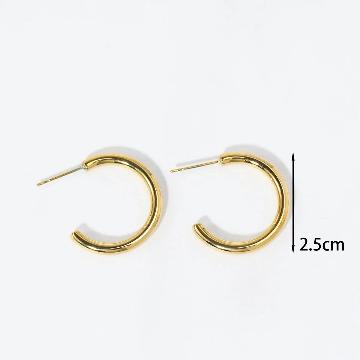 Simple Waterproof C Shaped Hoops Jewelry 18K Gold Plated Stainless Steel Minimalist Geometric Hoop Earrings for Women