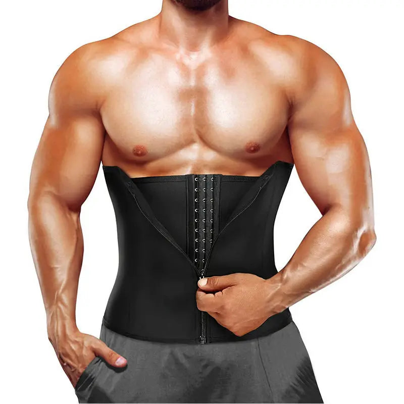 Neoprene Belly Control Slimming Belt Men Waist Trainer Workout Fitness Sauna Strap Weight Loss Zipper Sweat Corset Trimmer