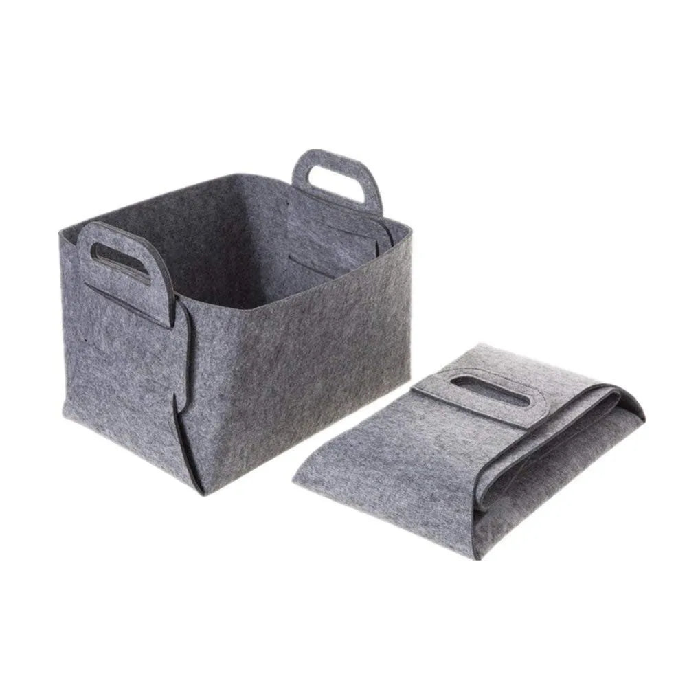 Foldable Felt Storage Baskets 33*23*18cm Fabric Organizer Bags With Handles