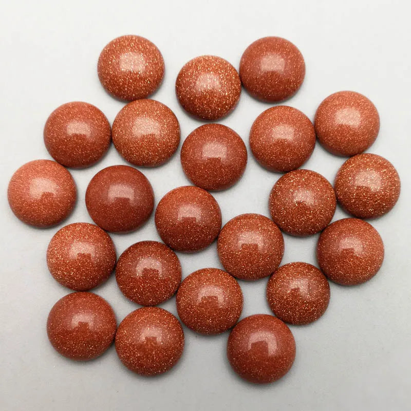 Hongzhuo Wholesale Natural Fancy Gold Sand Stone Polished 12mm Round Cabochons Crafts
