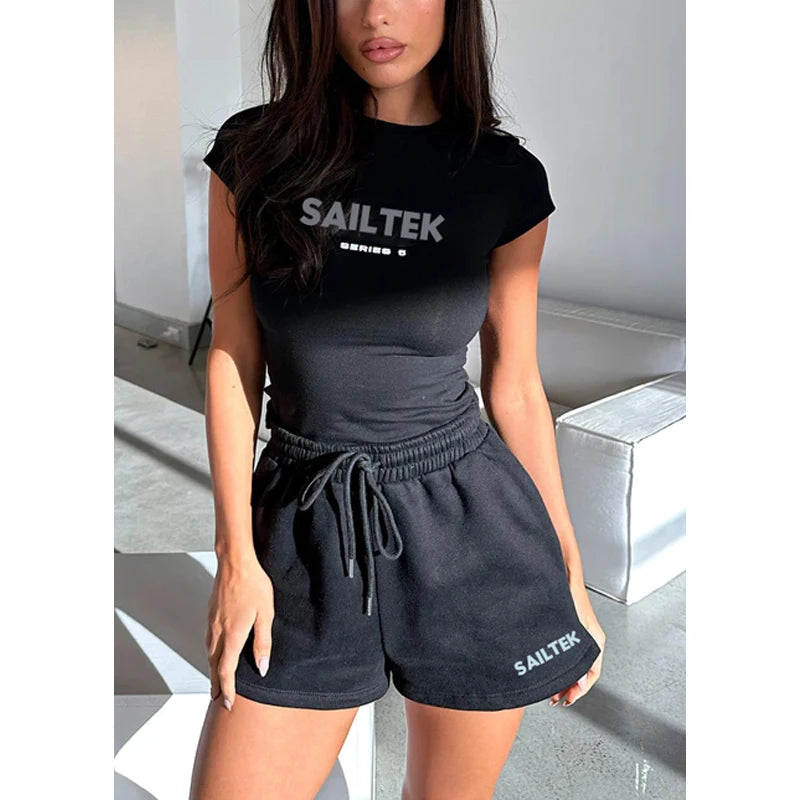 Women Clothing Wholesale Biker Shorts Sets Sportswear 2 Piece Short Sets for Women Custom 2 Piece Tank Top and Shorts Set
